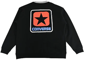 Converse Logo Crewneck Retro Sweatshirt Black Casual Pullover 10028407-A01 Converse Logo Crewneck Retro Sweatshirt Black Casual Pullover 10028407-A01