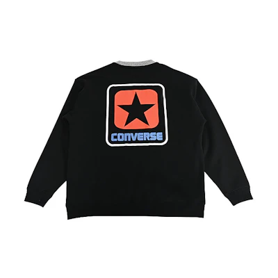 Converse Logo Crewneck Retro Sweatshirt Black Casual Pullover 10028407-A01