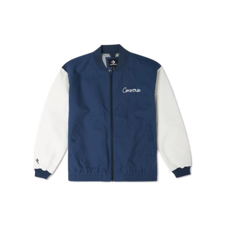 Converse Logo Embroidered Colorblock Zip Jacket Blue 10025514-A02