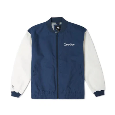Converse Logo Embroidered Colorblock Zip Jacket Blue 10025514-A02
