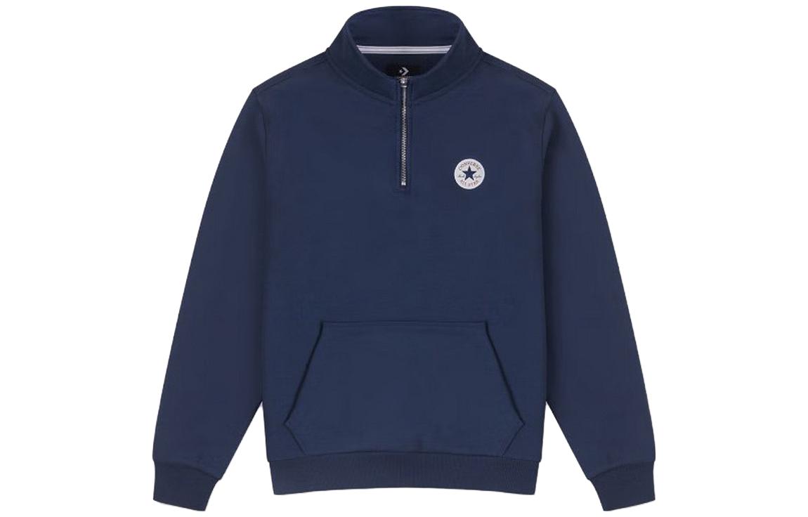 Converse Logo Fleece Half-Zip Pullover Sweatshirt Navy Blue 10025910-A01
