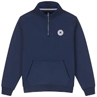 Converse Logo Fleece Half-Zip Pullover Sweatshirt Navy Blue 10025910-A01 Converse Logo Fleece Half-Zip Pullover Sweatshirt Navy Blue 10025910-A01