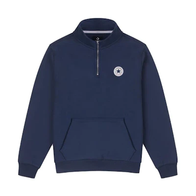 Converse Logo Fleece Half-Zip Pullover Sweatshirt Navy Blue 10025910-A01