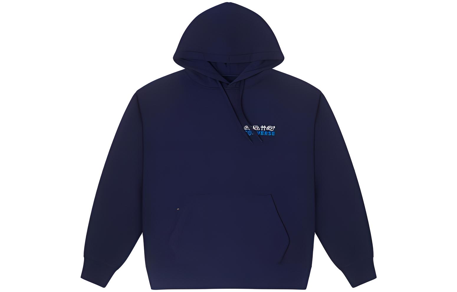 Converse Logo Letter Print Hoodie Unisex Navy Blue 10026551-A03