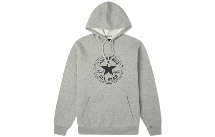 Converse Logo Print Casual Knit Hoodie Men’s Gray 10022802-A02