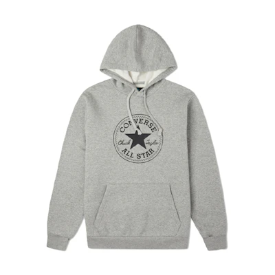 Converse Logo Print Casual Knit Hoodie Men’s Gray 10022802-A02