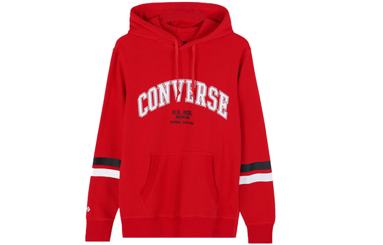 Converse Logo Print Pullover Hoodie Red 10017352-A04