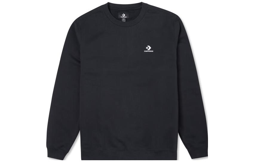 Converse Logo Print Ribbed Sweatshirt Unisex Black 10024510-A01