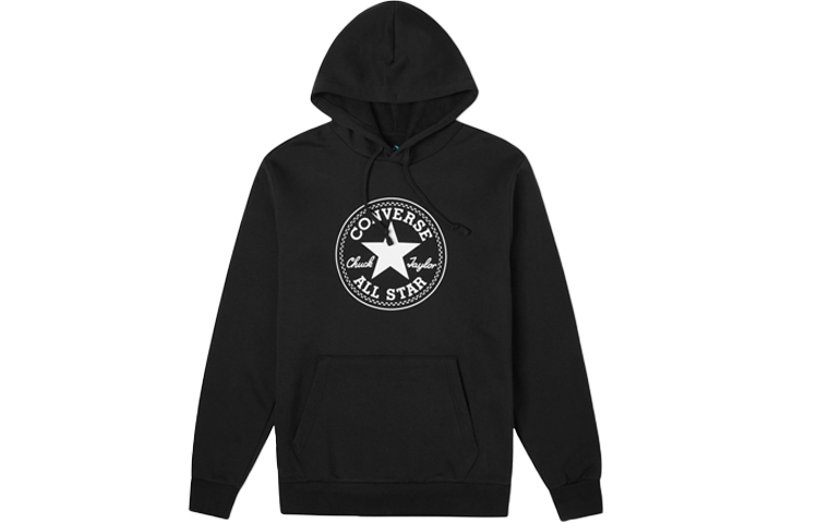 Converse Logo Printed Casual Sports Knitted Hoodie Black 10022802-A01