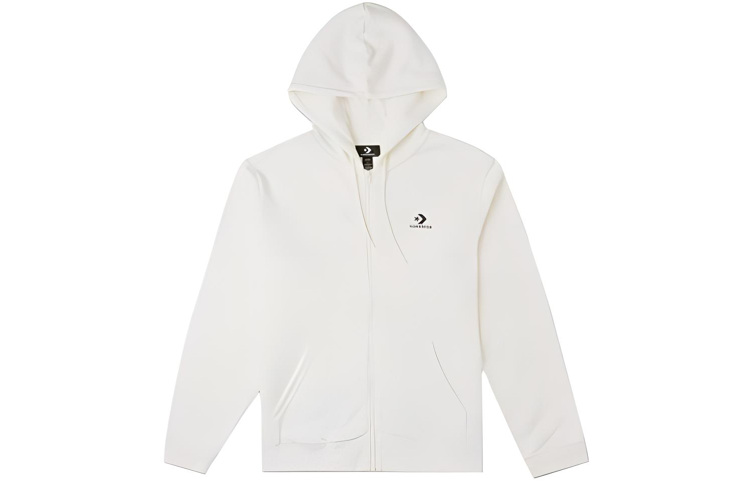 Converse Logo Star Chevron Embroidered Hoodie Jacket Unisex White 10024511-A09