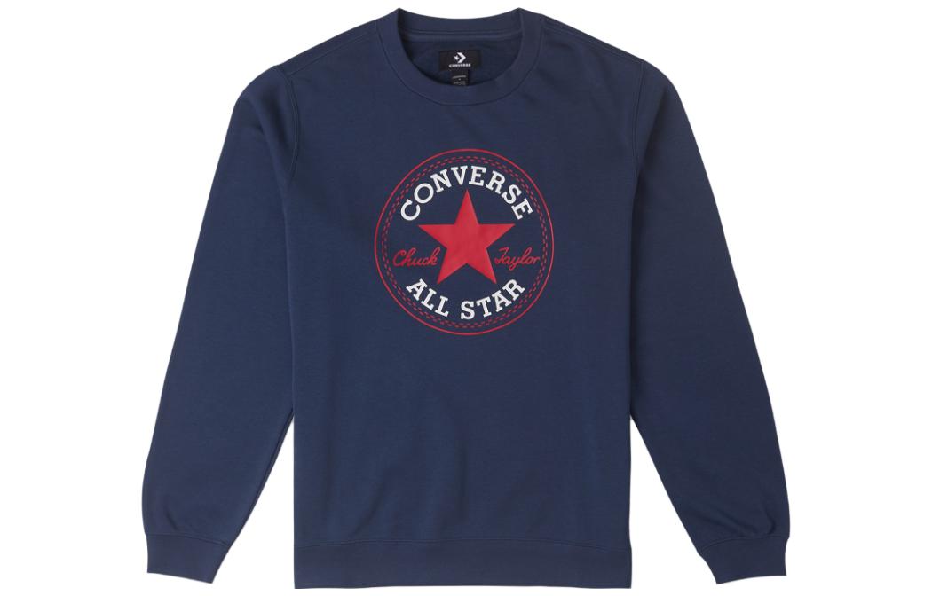 Converse Logo Star Print Crewneck Sweatshirt Unisex Dark Blue 10025471-A07