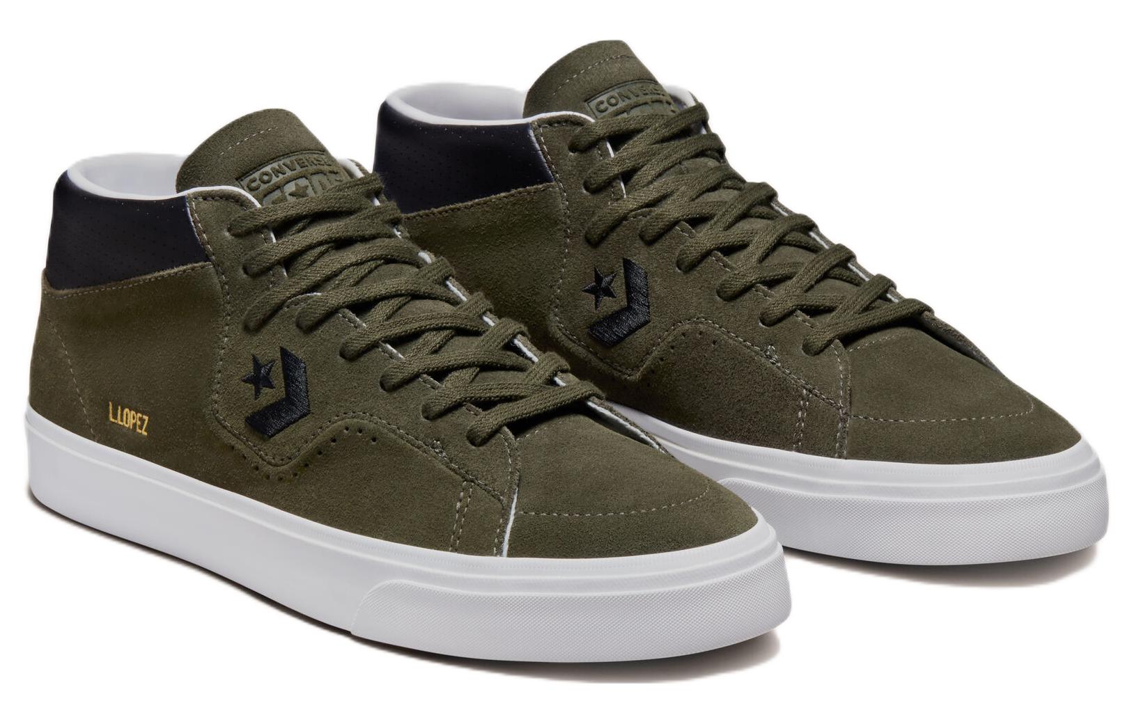 Lookbook Converse Louie Lopez Pro Leather 中筒休閒板鞋 男女款 軍綠色