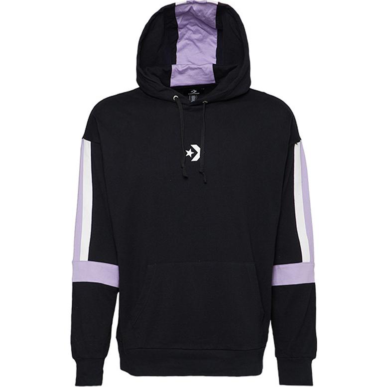 Converse LW Contrast Panel Hoodie Black - Casual Sports Series Long Sleeve 10017020-A01