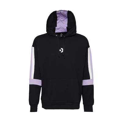 Converse LW Contrast Panel Hoodie Black - Casual Sports Series Long Sleeve 10017020-A01