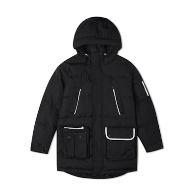 Converse Mid-Length Hooded Down Jacket for Men - Black 10019988-A01