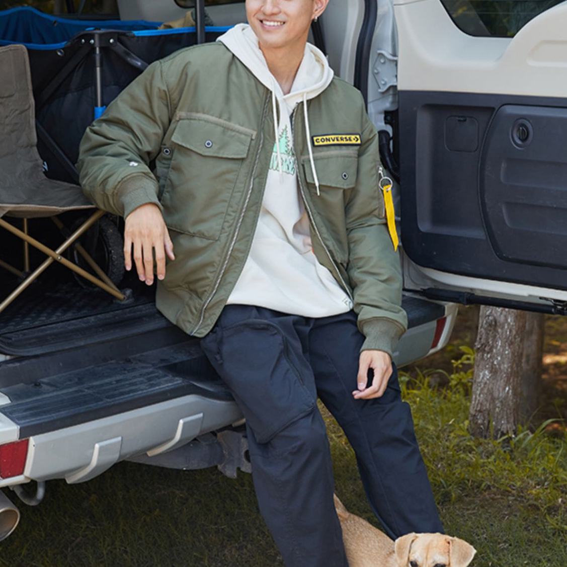 Shop 匡威军用系列MA-1绿色复古多口袋工装夹克 10023761-A01