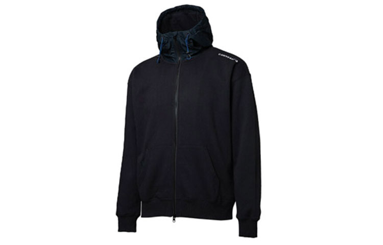 Converse Mixed Media FZ Hoodie Black Casual Sports Zip-Up Jacket 10017907-A04