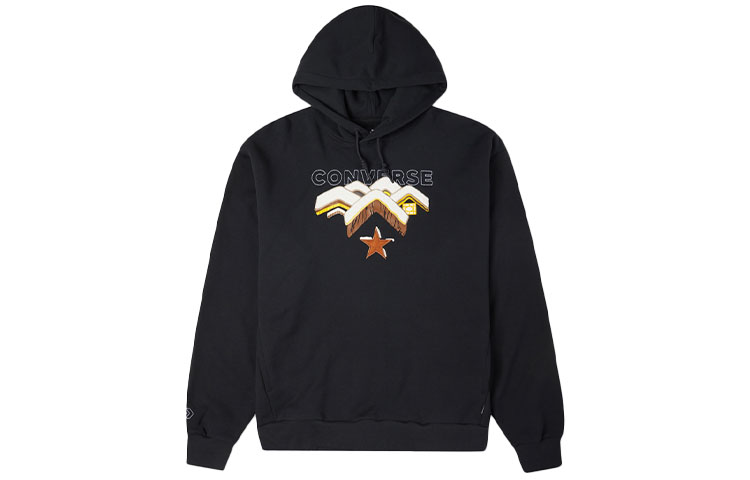 Converse Mountain Star Arrow Print Fleece Hoodie Winter Black 10023523-A02