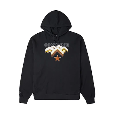 Converse Mountain Star Arrow Print Fleece Hoodie Winter Black 10023523-A02