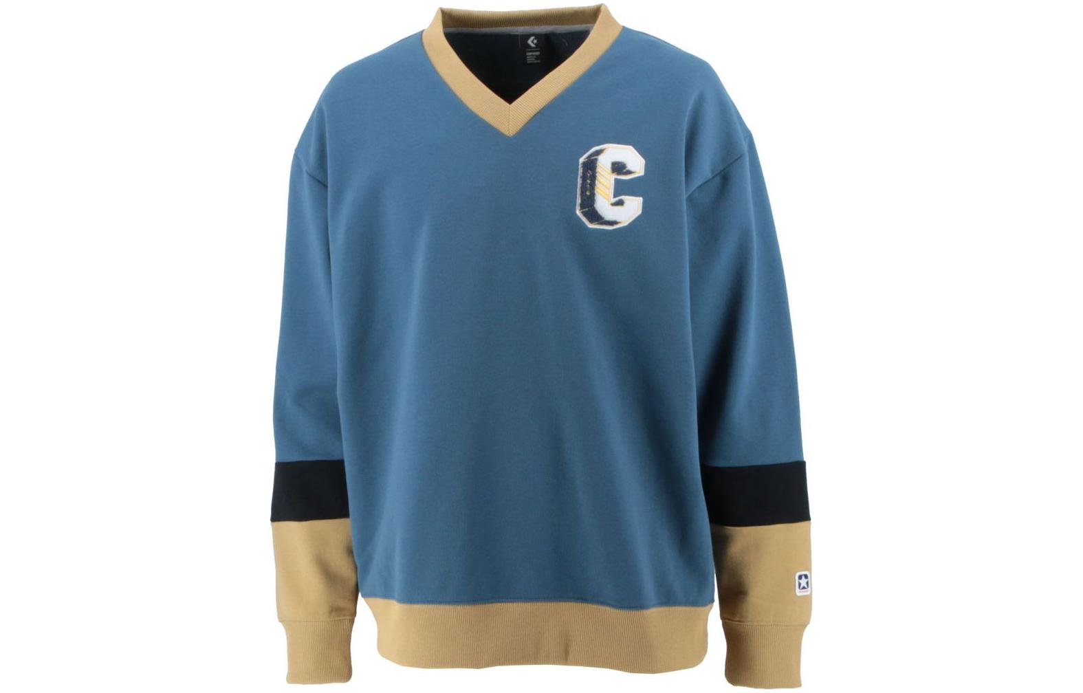 Converse Multi-SP FW23 Letter Print V-Neck Colorblock Sweatshirt Blue Mens CA222286-2300