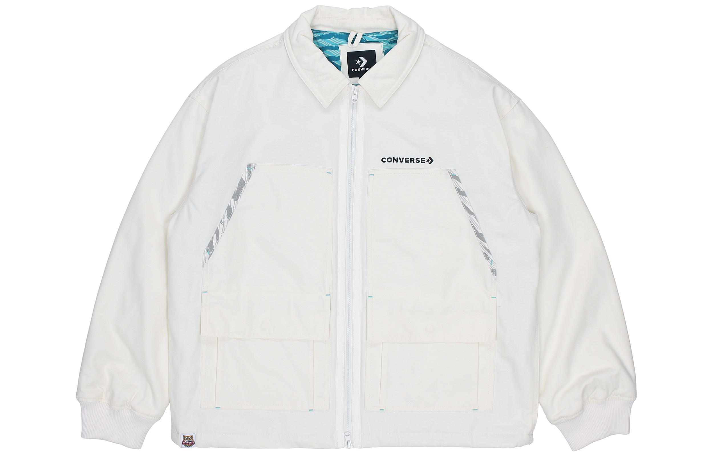 Converse New Year Water Tiger Series Logo Print Outdoor Sport Jacket Cream White Unisex 10024149-A01