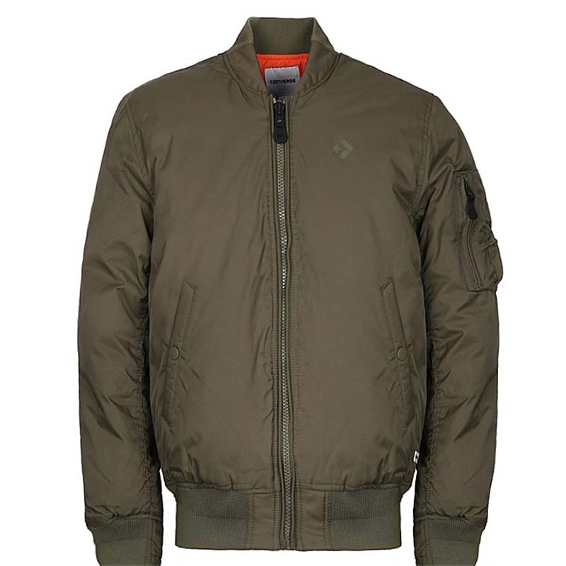Converse Olive Green Zip-Up Casual Fashion Long-Sleeve Jacket 10004619-A02