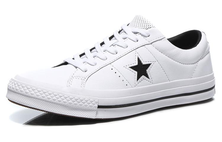 Lookbook Converse one star 穿孔皮革 低筒 帆布鞋 通用款 白色