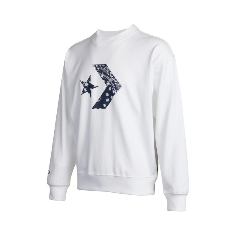 Converse Paisley Logo Knit Pullover Sweatshirt White 10023164-A01