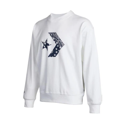 Converse Paisley Logo Knit Pullover Sweatshirt White 10023164-A01