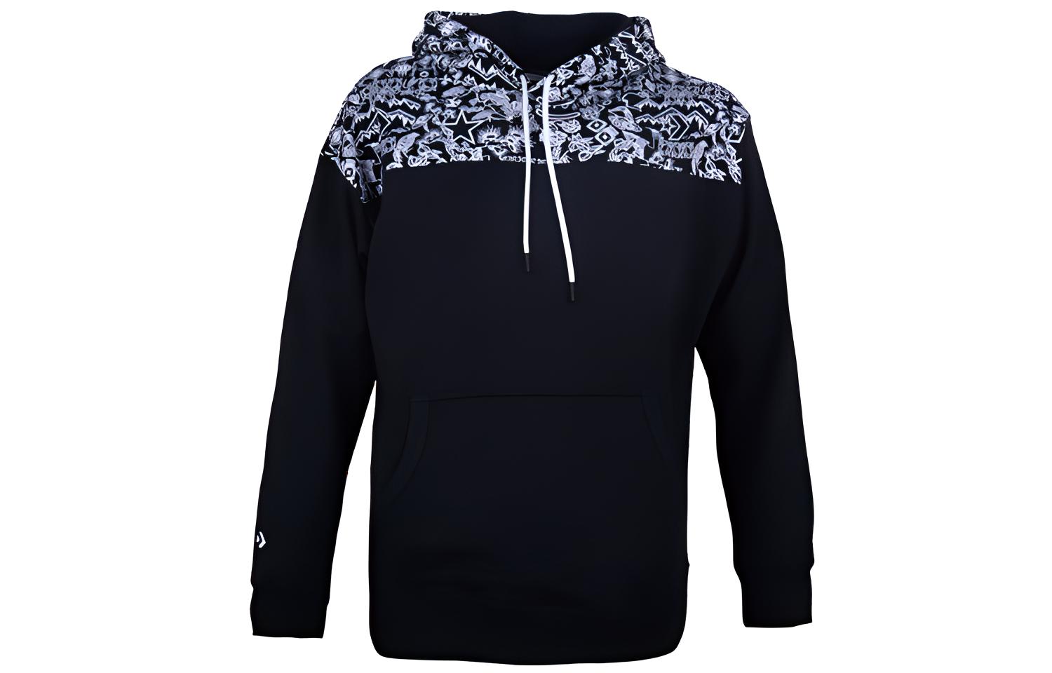 Converse Patchwork Graphic Print Drawstring Hoodie Black 10019772-A01
