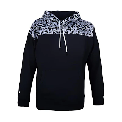 Converse Patchwork Graphic Print Drawstring Hoodie Black 10019772-A01