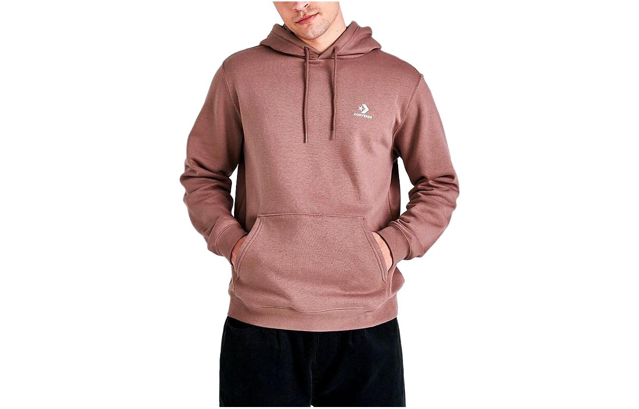 Converse Pink Solid Color Letter Print Hoodie for Men 10024509-283