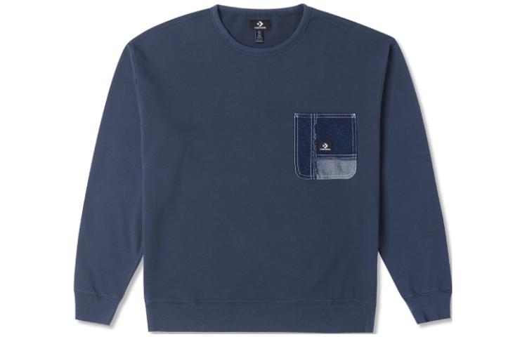 Converse Pocket Patch Crewneck Pullover Sweatshirt Deep Blue () 10025519-A02