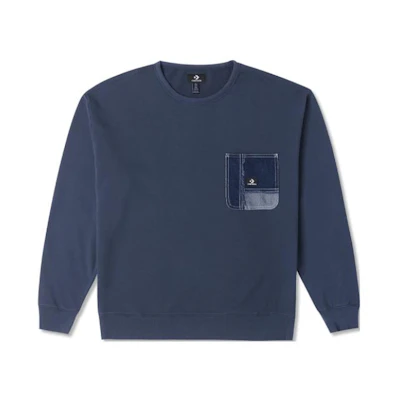 Converse Pocket Patch Crewneck Pullover Sweatshirt Deep Blue () 10025519-A02
