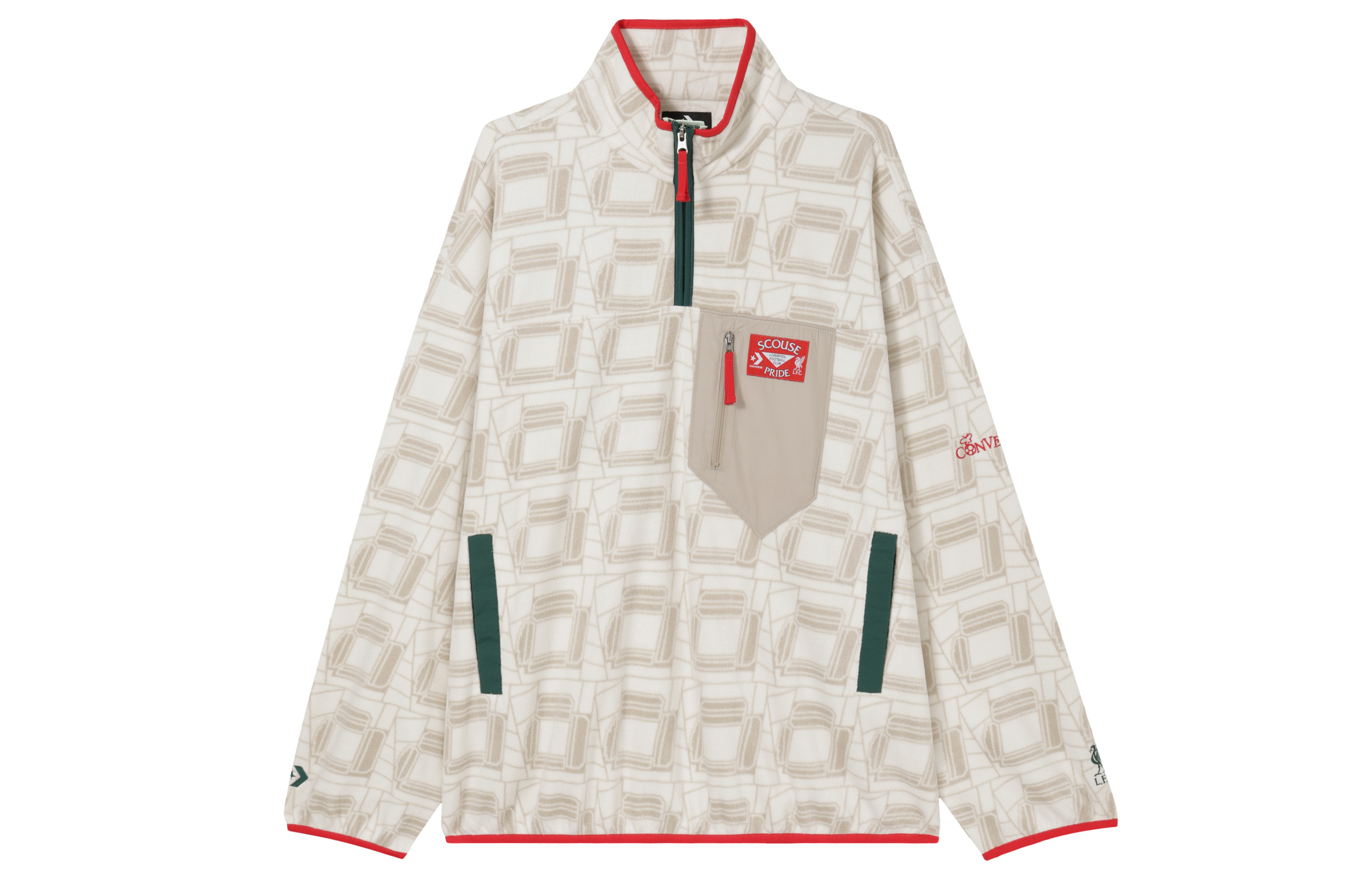 Converse Popover Half-Zip Stand Collar Long Sleeve Sweatshirt White () 10026260-A01