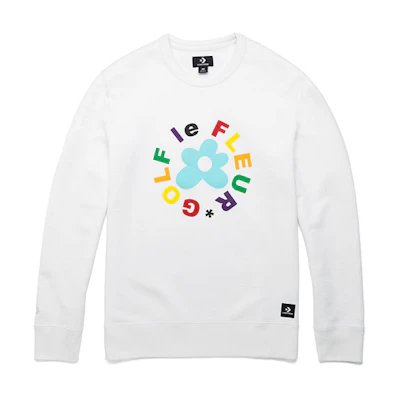 Converse Printed Casual Crewneck Pullover Knit Sweatshirt White 10009027-A02