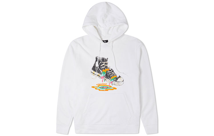 Converse Printed Fleece Hoodie White Winter Couple Edition 10022937-A01