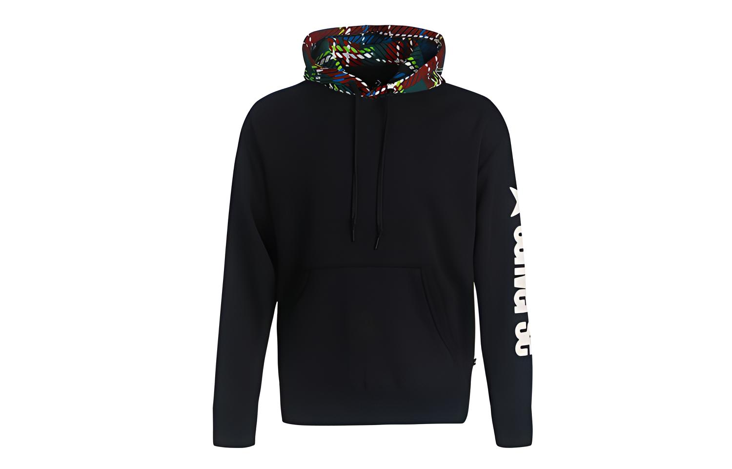 Converse Printed Striped Hoodie Black 10019969-A01