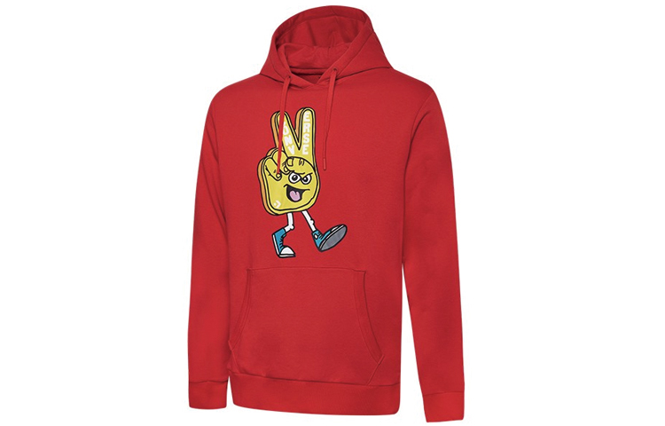 Converse Red Hoodie with Finger Letter Print Design 10019083-A02