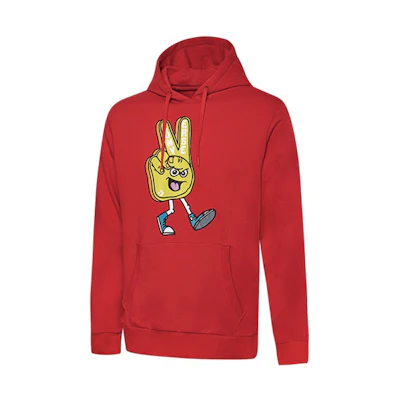 Converse Red Hoodie with Finger Letter Print Design 10019083-A02