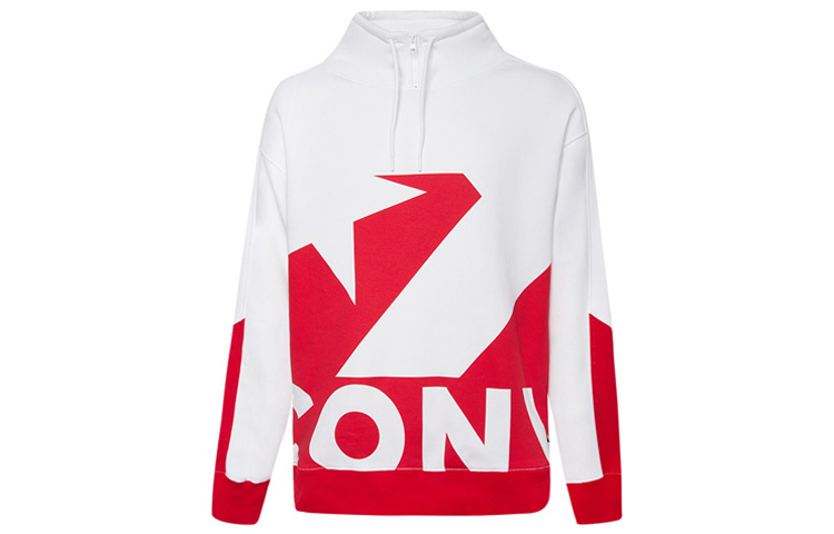 Converse Red Pullover Stand Collar Sweatshirt with Colorblock Print 10019472-A02
