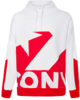 Converse Red Pullover Stand Collar Sweatshirt with Colorblock Print 10019472-A02 Converse Red Pullover Stand Collar Sweatshirt with Colorblock Print 10019472-A02