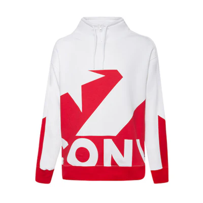 Converse Red Pullover Stand Collar Sweatshirt with Colorblock Print 10019472-A02