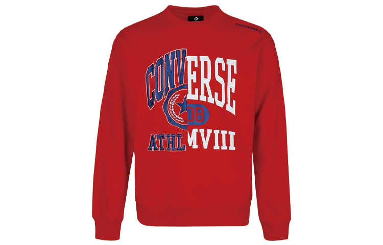 Converse Red Retro Pullover Sweatshirt with Letter Logo Print 10018354-A02