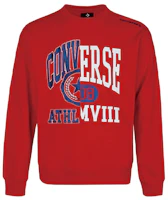 Converse Red Retro Pullover Sweatshirt with Letter Logo Print 10018354-A02 Converse Red Retro Pullover Sweatshirt with Letter Logo Print 10018354-A02