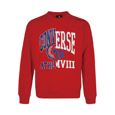 Converse Red Retro Pullover Sweatshirt with Letter Logo Print 10018354-A02
