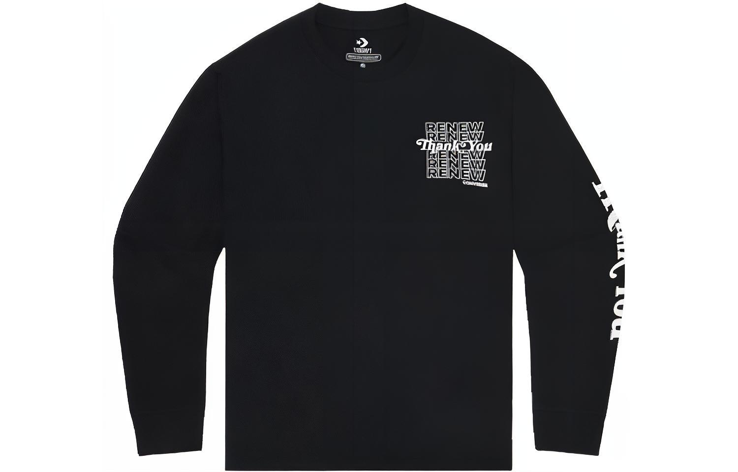 Converse Renew "Thank You" Core Black Logo Print Pullover Sweatshirt 10019500-A03