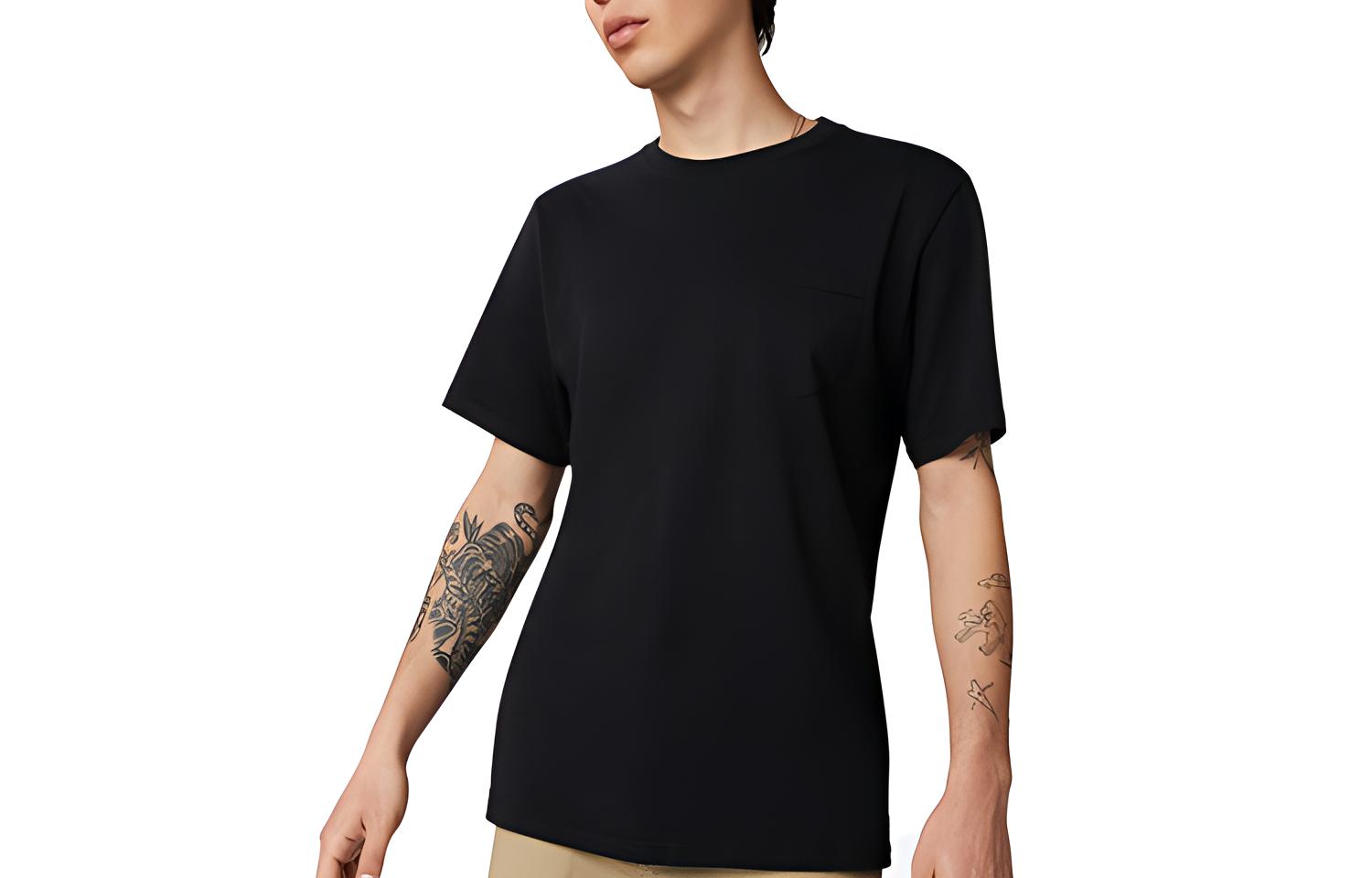 Converse Renew Pocket Logo Print Black Short Sleeve T-Shirt 10019650-A01