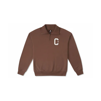 Converse Retro Letter Print Brown Polo Sweatshirt Unisex Long Sleeve 10026553-A02
