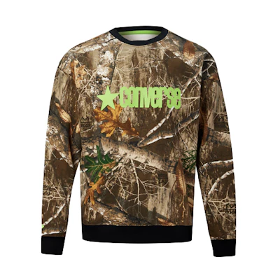 Converse Retro Logo Print Crewneck Sweatshirt Camouflage Pattern 10019970-249